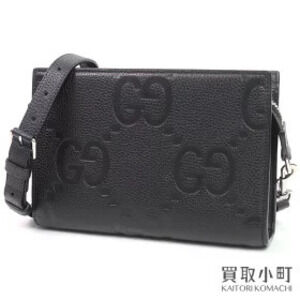 Gucci Jumbo GG Bag Black Embossed Leather Double GG Crossbody Shoulder